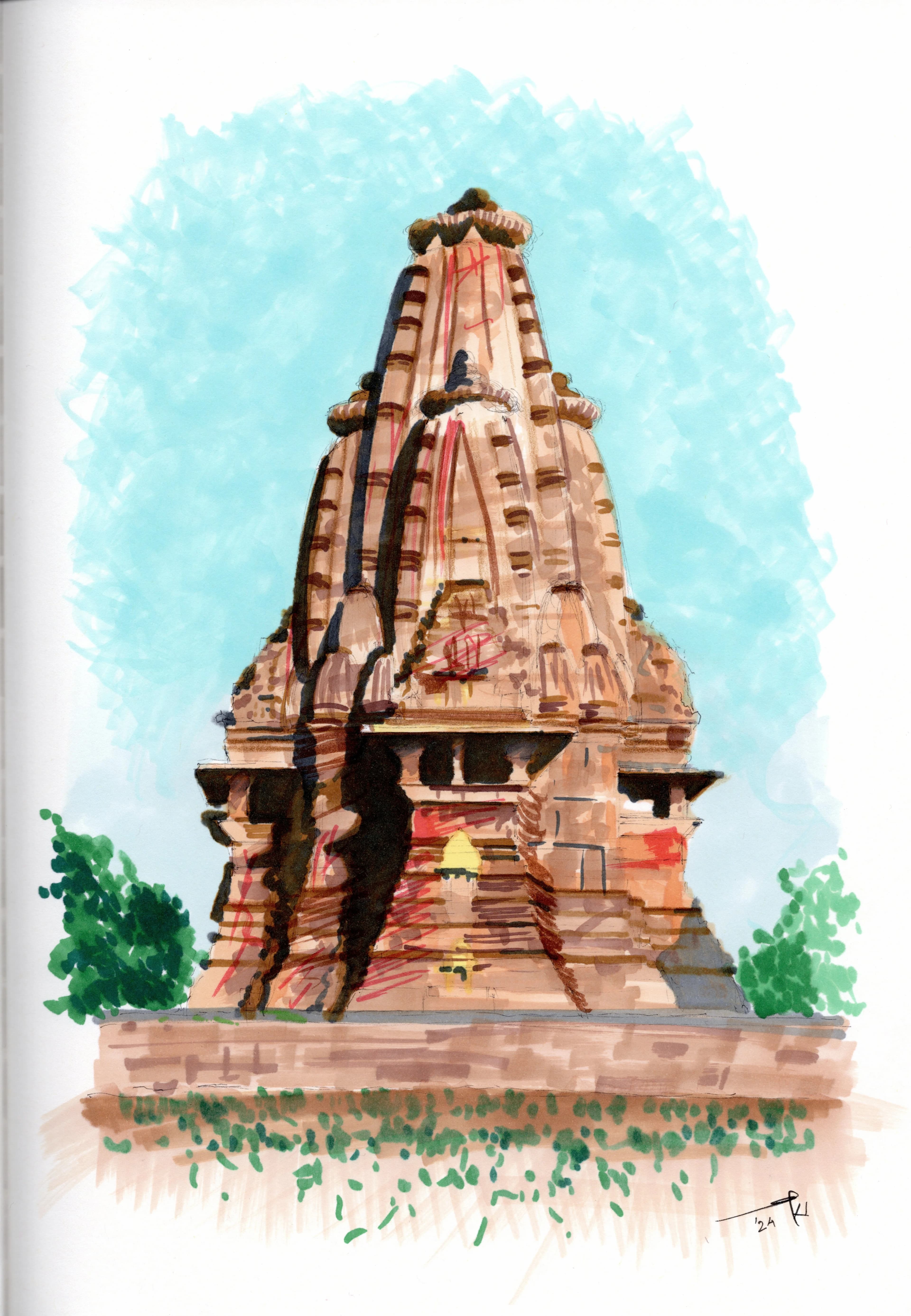 A sketch of Khajuraho Temple