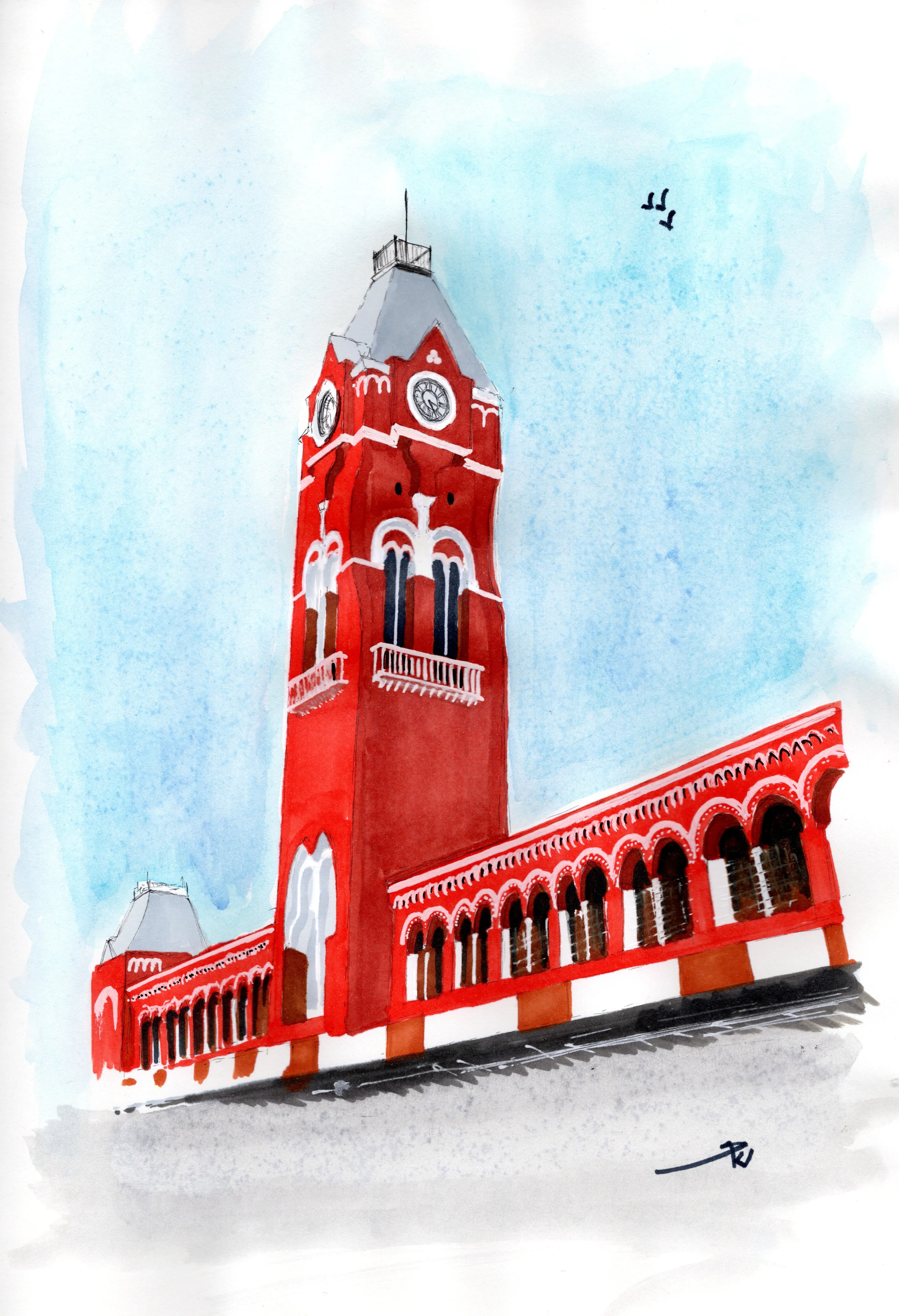 A sketch of Madras Railway Station