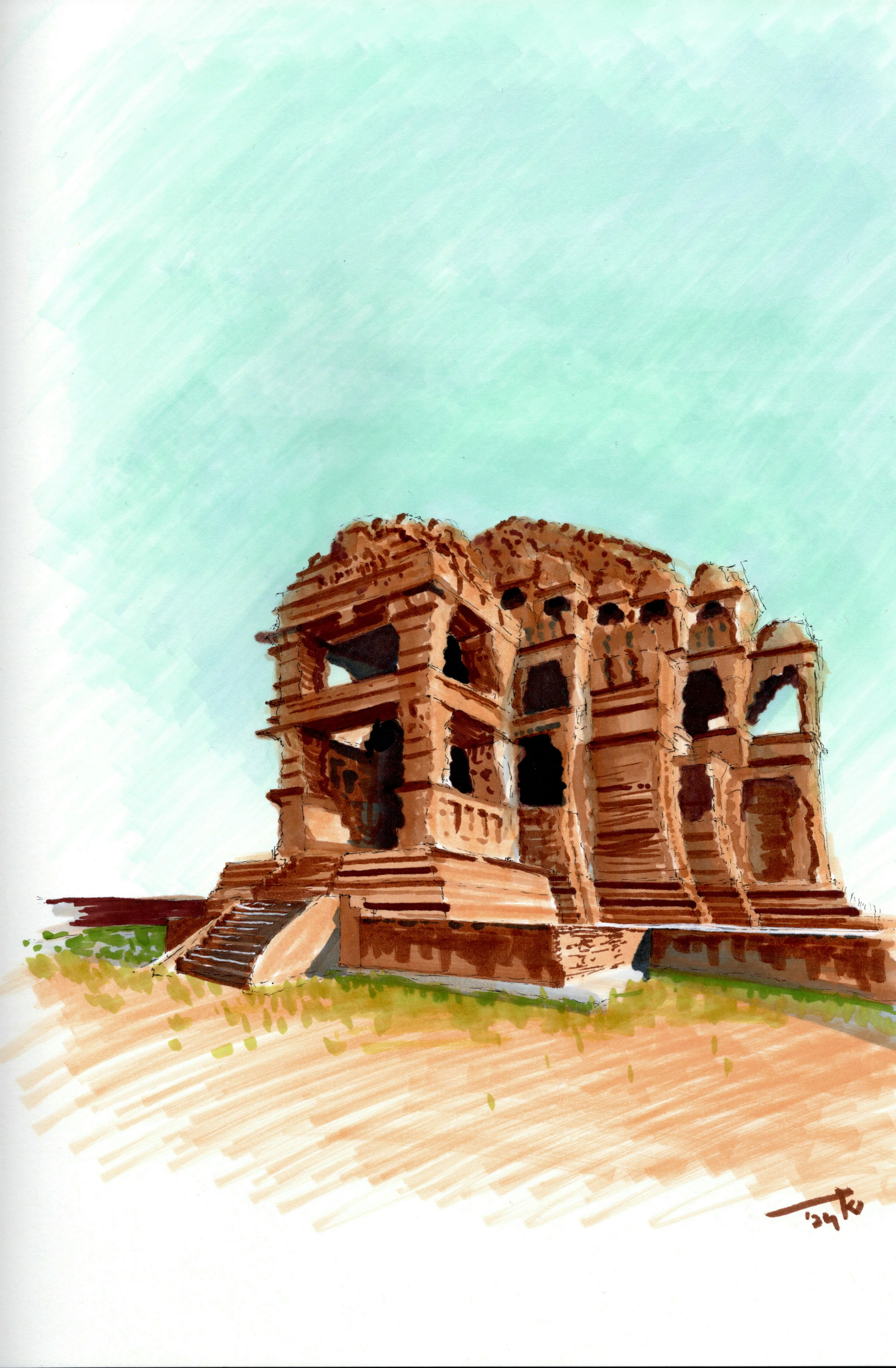 A sketch of Sasbahu Temple